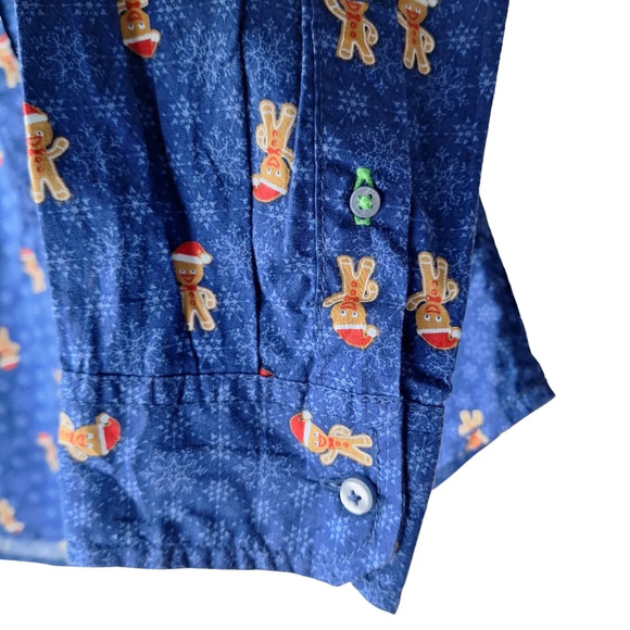 Drill Clothing Co. Large Blue Gingerbread Collared Button Down Long Sleeve Shirt - Picture 4 of 16